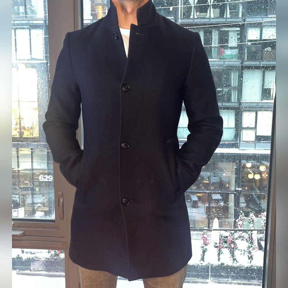 Club Monaco Men's Dark Navy Trench Coat